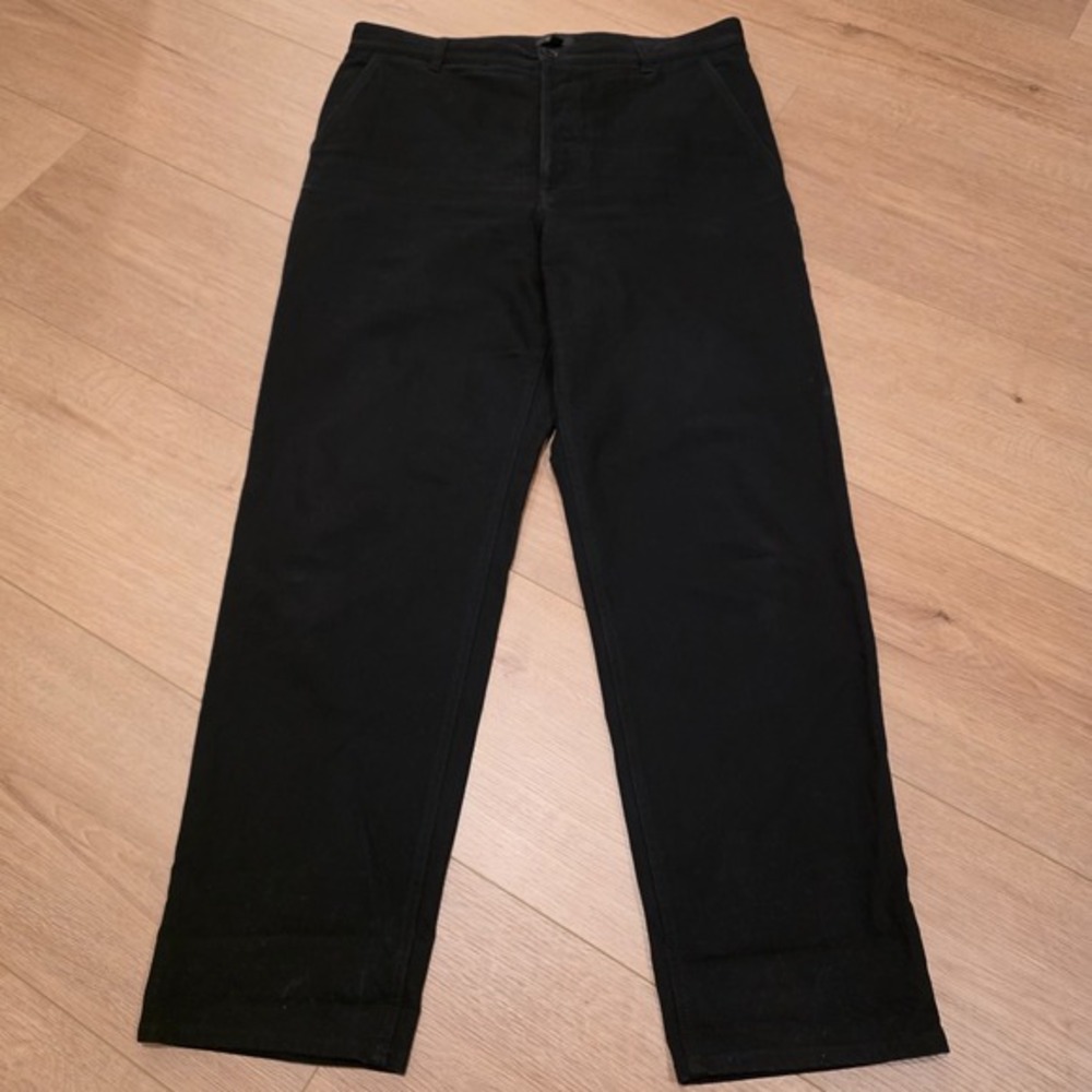 COS Pants Womens Size 12 Black Cotton Textured Straight Leg‎ Button Fly Business